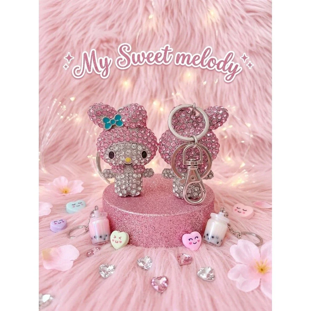 My Melody Rhinestone Keychain / Bag Charm – Pink Sparkling Kawaii Character